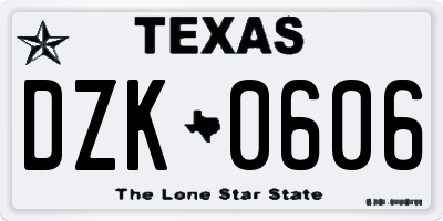 TX license plate DZK0606