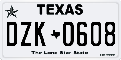TX license plate DZK0608
