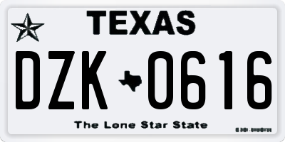 TX license plate DZK0616