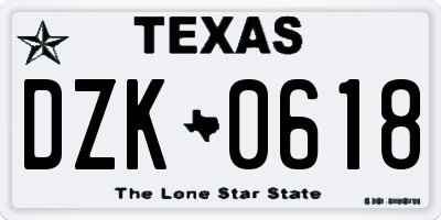 TX license plate DZK0618