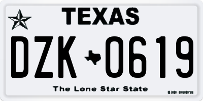 TX license plate DZK0619