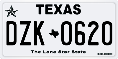 TX license plate DZK0620