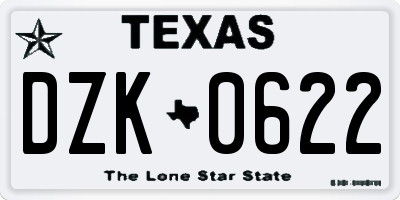 TX license plate DZK0622