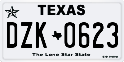 TX license plate DZK0623