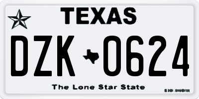 TX license plate DZK0624