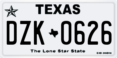 TX license plate DZK0626