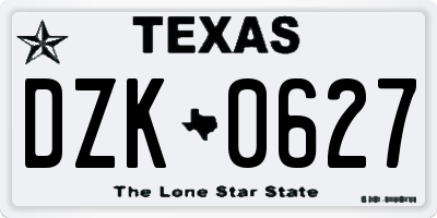 TX license plate DZK0627