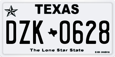TX license plate DZK0628