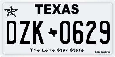 TX license plate DZK0629
