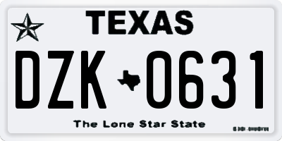 TX license plate DZK0631