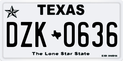 TX license plate DZK0636