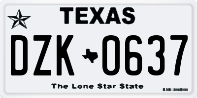 TX license plate DZK0637