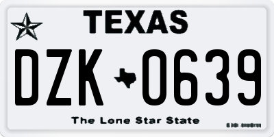 TX license plate DZK0639