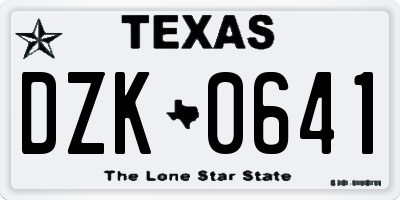 TX license plate DZK0641