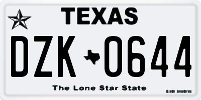 TX license plate DZK0644