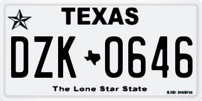 TX license plate DZK0646