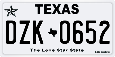 TX license plate DZK0652