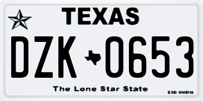 TX license plate DZK0653