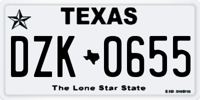 TX license plate DZK0655