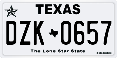 TX license plate DZK0657