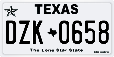 TX license plate DZK0658