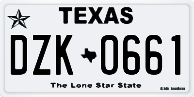 TX license plate DZK0661