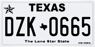 TX license plate DZK0665