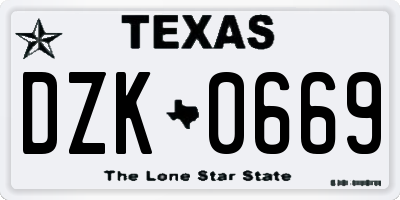TX license plate DZK0669
