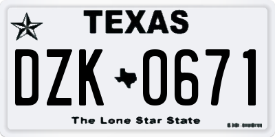 TX license plate DZK0671