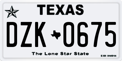 TX license plate DZK0675
