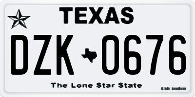 TX license plate DZK0676