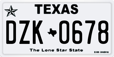 TX license plate DZK0678