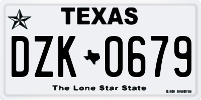 TX license plate DZK0679