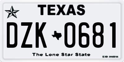 TX license plate DZK0681