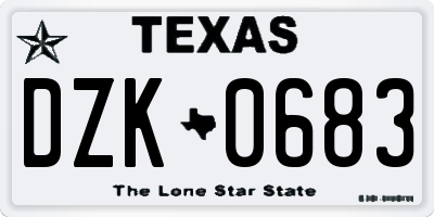 TX license plate DZK0683