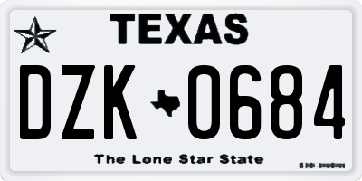 TX license plate DZK0684