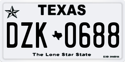 TX license plate DZK0688