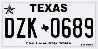 TX license plate DZK0689