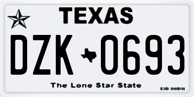 TX license plate DZK0693