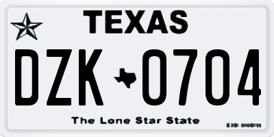 TX license plate DZK0704