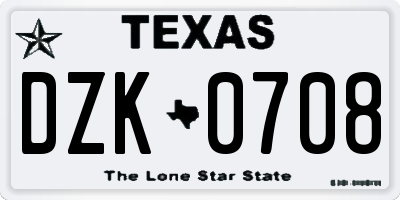 TX license plate DZK0708
