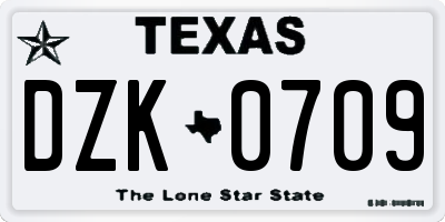 TX license plate DZK0709