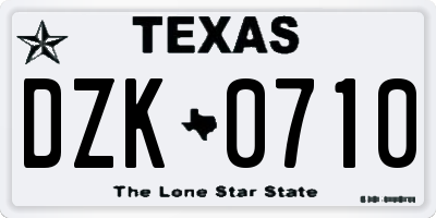 TX license plate DZK0710
