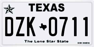 TX license plate DZK0711