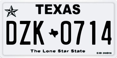 TX license plate DZK0714