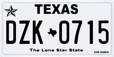 TX license plate DZK0715