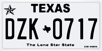 TX license plate DZK0717