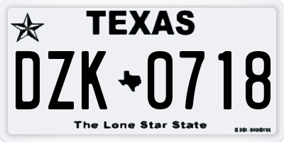 TX license plate DZK0718
