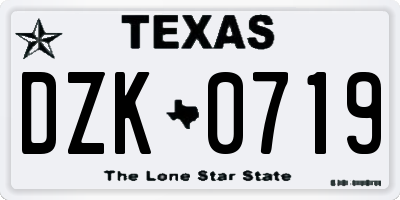 TX license plate DZK0719