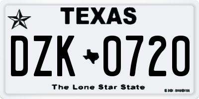 TX license plate DZK0720